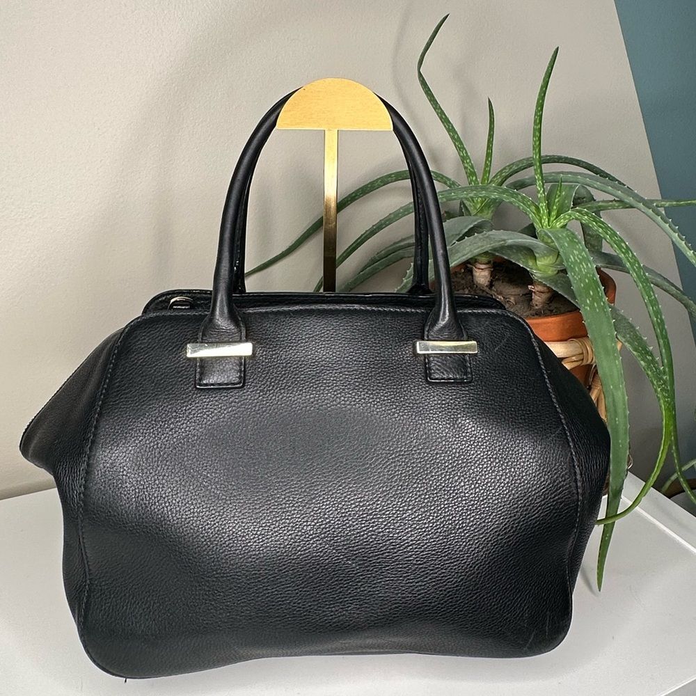 Kate Spade Black Leather Satchel Tote Gold Hardware Pebbled Cowhide Classic Bag - Picture 2 of 10
